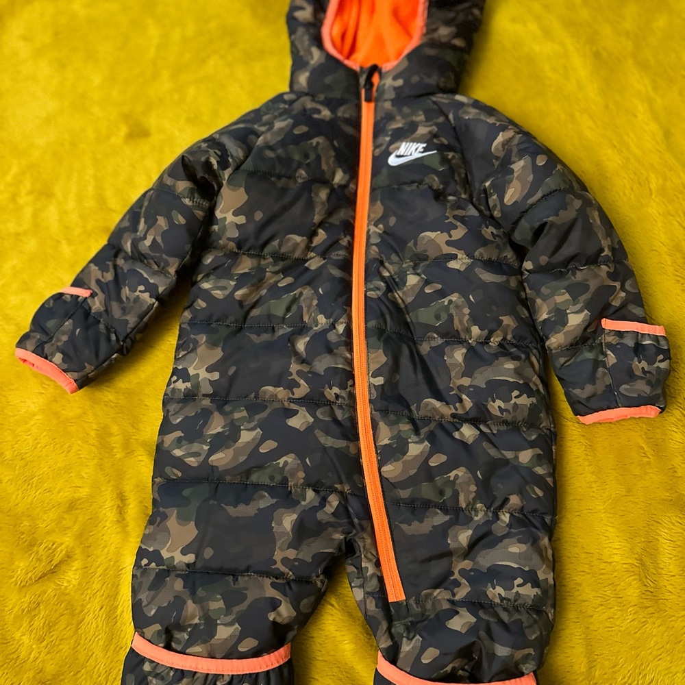 Nike Camouflage Snowsuit with Bright Orange